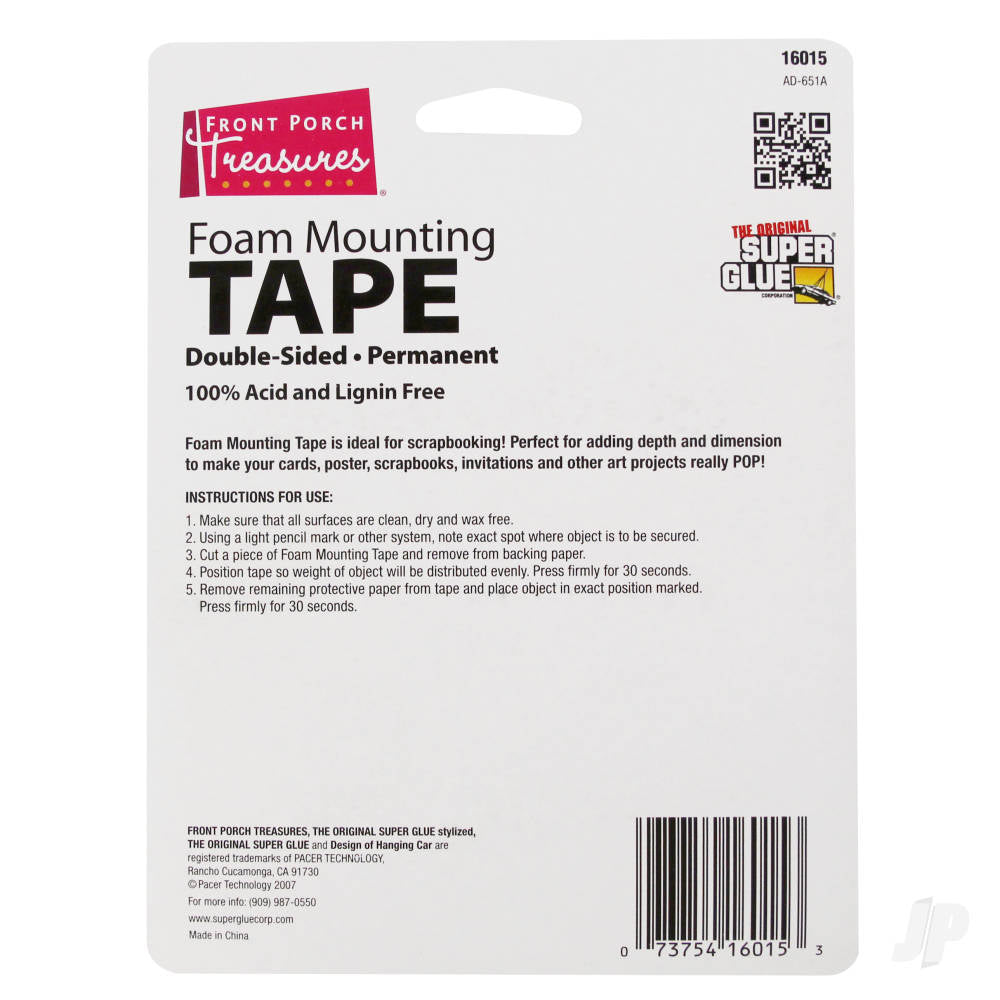 Super Glue Foam Mounting Tape, Double-Sided (.75in x 16ft) SUP16015 1