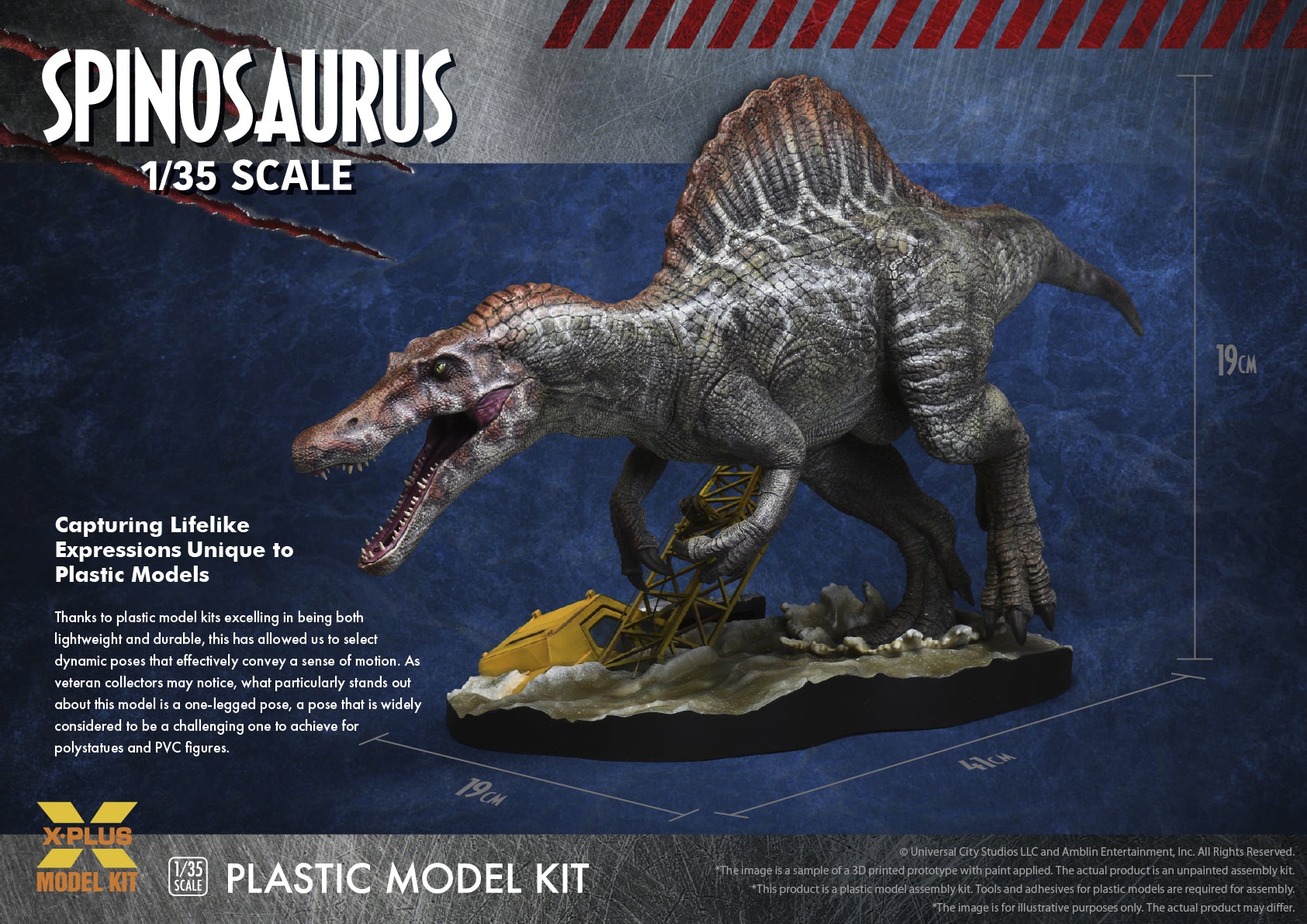 X-PLUS 1/35 Jurassic Park 3 Spinosaurus Plastic Model Kit 411-200099