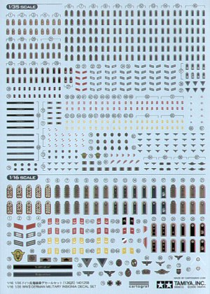 Tamiya German (WWII) military uniform insignia 1:35 AND 1:16 decals 