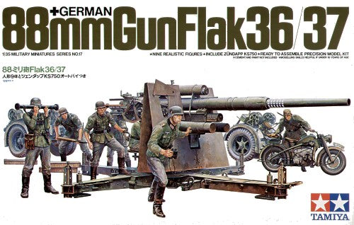 88mm 36/37 Flak gun/Crew figures/Motorbike