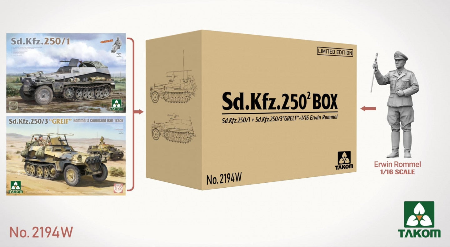 German Army SdKfz 250 Double Box
Limited Edition
(2 Half-Track Vehicles 1 Figure)