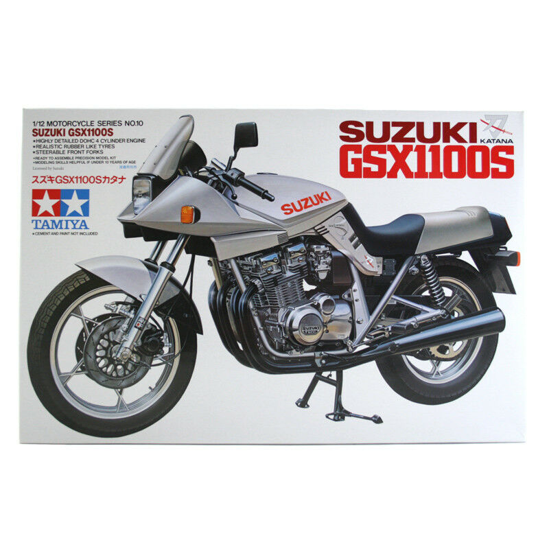 Model kit box for a Suzuki GSX1100S motorcycle on a white background
