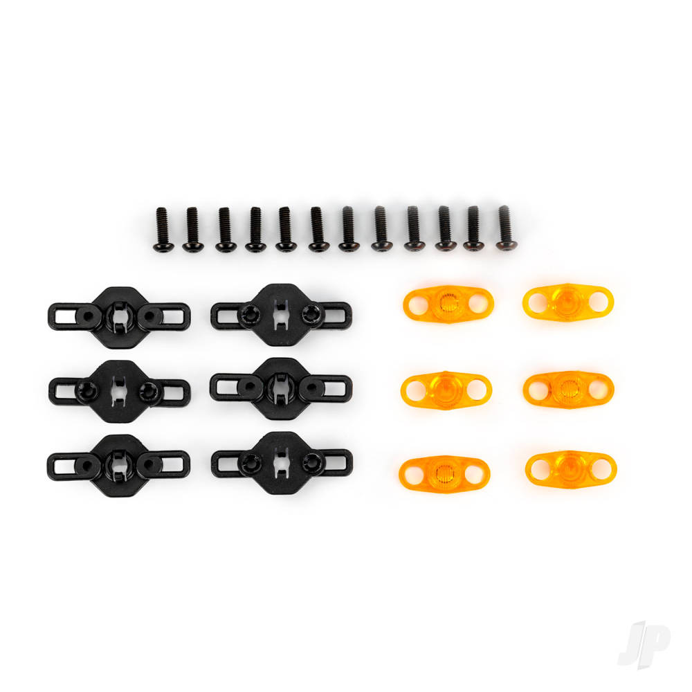 Traxxas Mounts, side marker lights, boat trailer (6)/ lenses (6)/ 2.5x8mm BCS (black stainless) (12) TRX10360