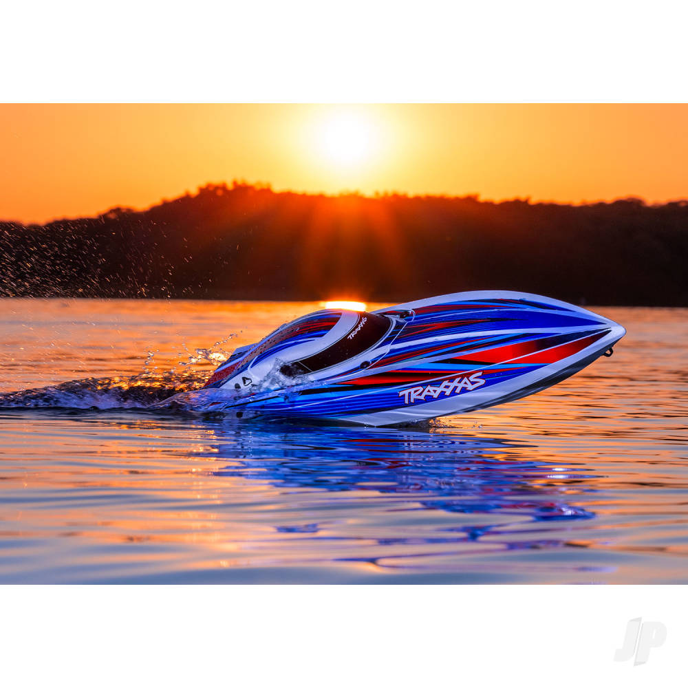 Traxxas Disruptor 4S VXL 1:10 26in Electric Brushless Race Boat with Rapid Right, Blue (TRX106064-4-BLUE)