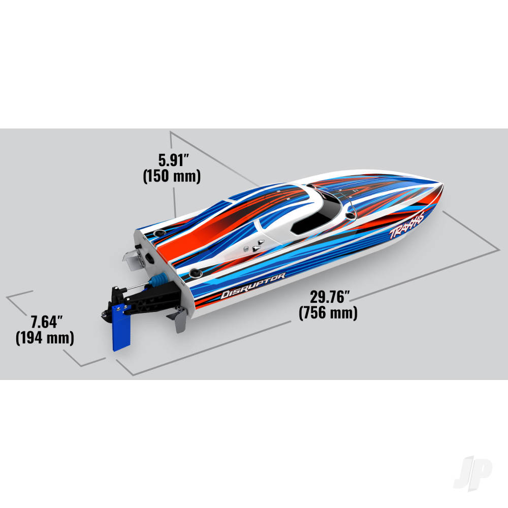 Traxxas Disruptor 4S VXL 1:10 26in Electric Brushless Race Boat with Rapid Right, Blue (TRX106064-4-BLUE)