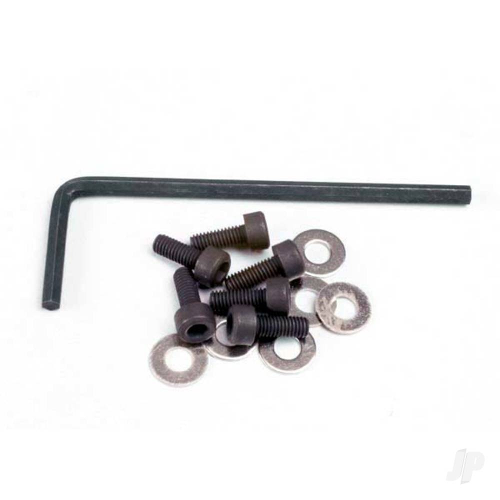 Traxxas Backplate screws (3x8mm cap-head machine) (6 pcs) / washers (6 pcs) / wrench TRX1552