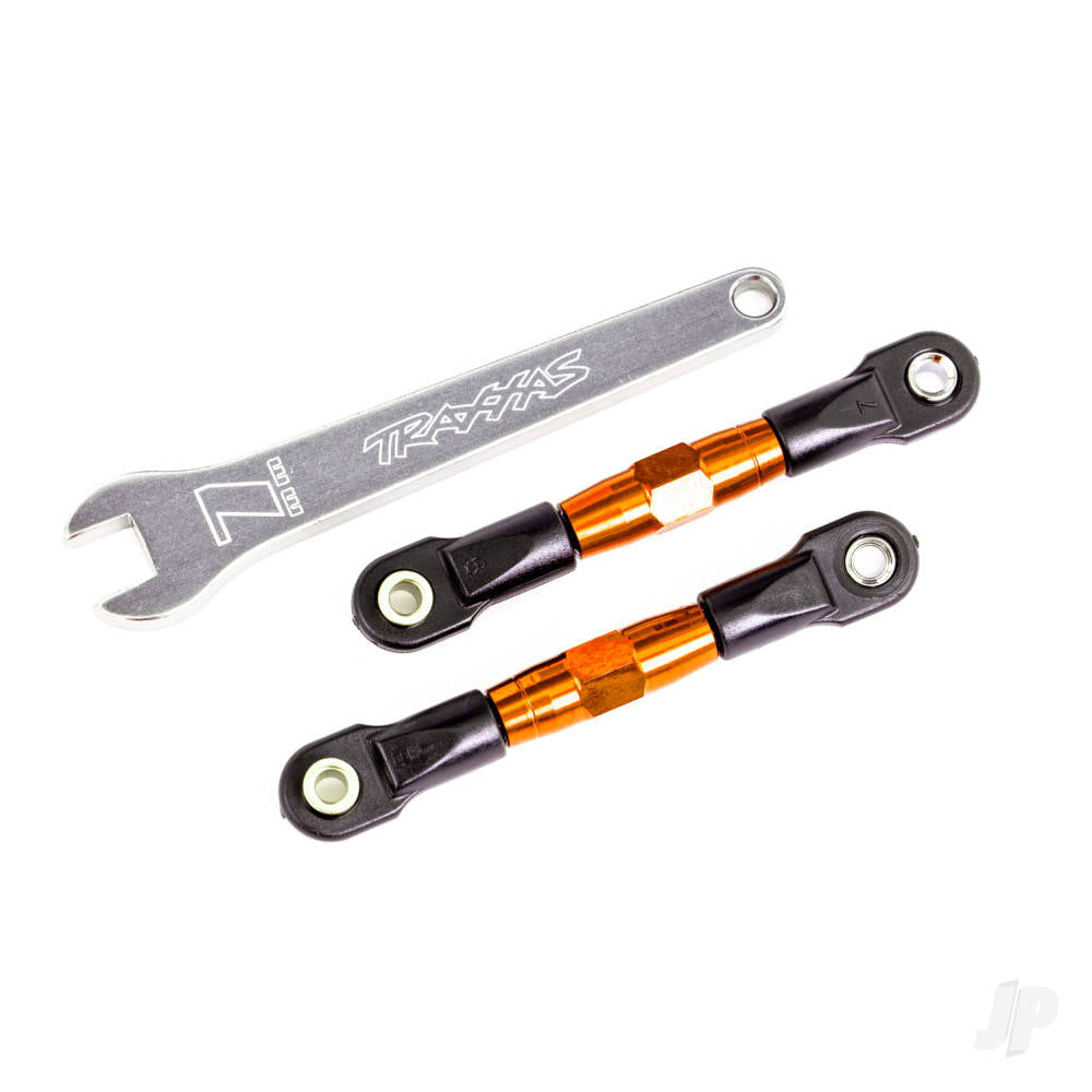 Traxxas Camber links, rear (Tubes orange-anodised, 7075-T6 aluminium, stronger than titanium) (2) (assembled with rod ends and hollow balls)/ aluminium wrench (1) (fits Drag Slash) TRX2443T