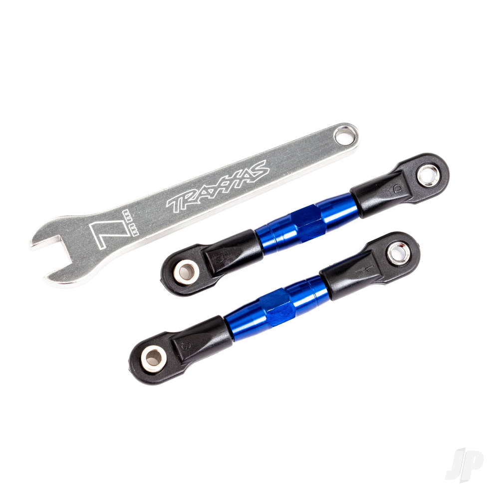 Traxxas Camber links, rear (Tubes blue-anodised, 7075-T6 aluminium, stronger than titanium) (2) (assembled with rod ends and hollow balls)/ aluminium wrench (1) (fits Drag Slash) TRX2443X