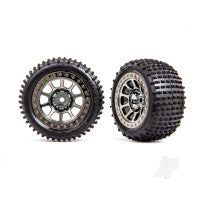 Traxxas Tyres &amp; wheels, assembled (2.2&#39; black chrome wheels, Alias 2.2&#39; Tyres) (2) (Bandit rear, medium compound with foam inserts) TRX2470T