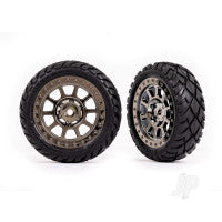 Traxxas Tyres &amp; wheels, assembled (2.2&#39; black chrome wheels, Anaconda 2.2&#39; Tyres with foam inserts) (2) (Bandit front) TRX2479T