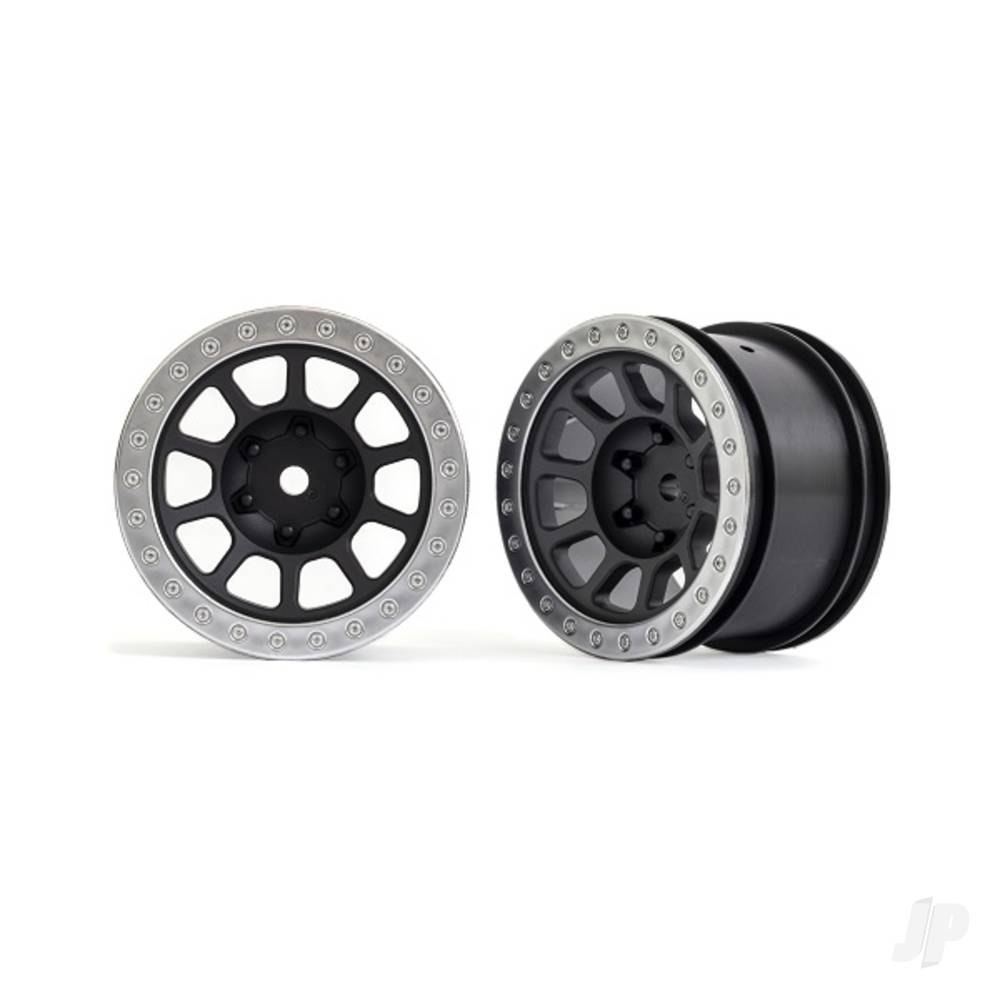 Traxxas Wheels, 2.2' (graphite gray, satin chrome beadlock) (2) (Bandit rear) TRX2480