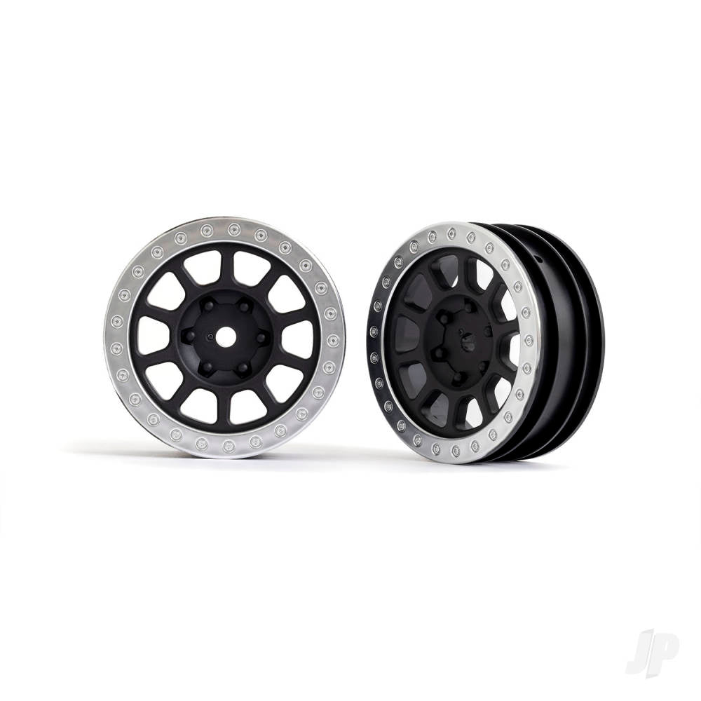 Traxxas Wheels, 2.2' (graphite gray, satin chrome beadlock) (2) (Bandit front) TRX2481