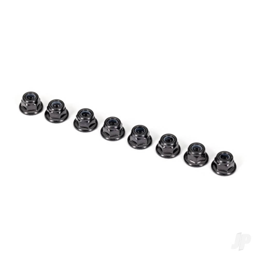 Traxxas Nuts, 3mm nylon locking, flanged, black (8) TRX2744X