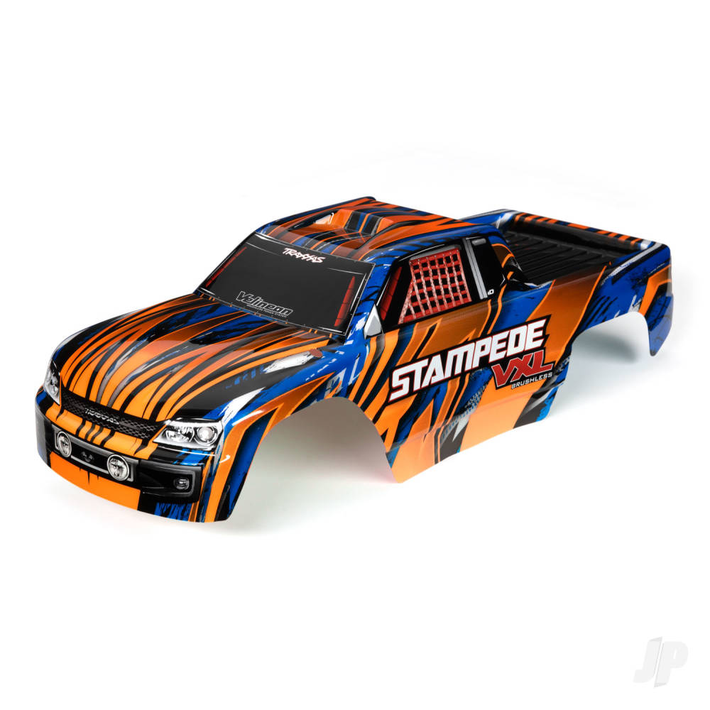 Traxxas Body, Stampede VXL, orange & blue (painted, decals applied) TRX3620T