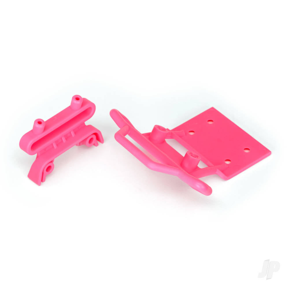 Traxxas Bumper, Front / bumper mount, Front / 4x23mm RM (2 pcs) / 3x10mm RST (2 pcs) (pink) TRX3621P