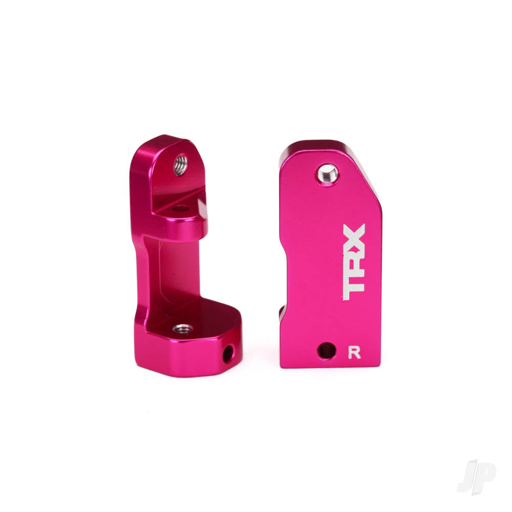 Traxxas Caster blocks, 30-degree, pink-anodised 6061-T6 aluminium (left & right) / suspension screw pin (2 pcs) TRX3632P