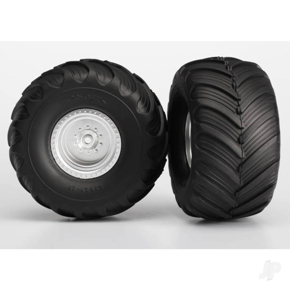 Traxxas Tyres and Wheels, Assembled Glued Terra Groove Dual Profile Tyres (2WD Electric Rear) (2 pcs) TRX3663