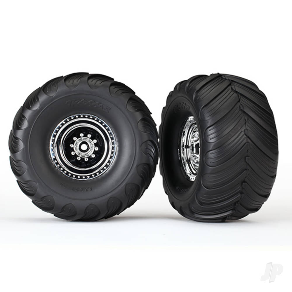 Traxxas Tyres and Wheels, Assembled Glued Terra Groove Dual Profile (2WD Electric Rear) (2 pcs) TRX3663X