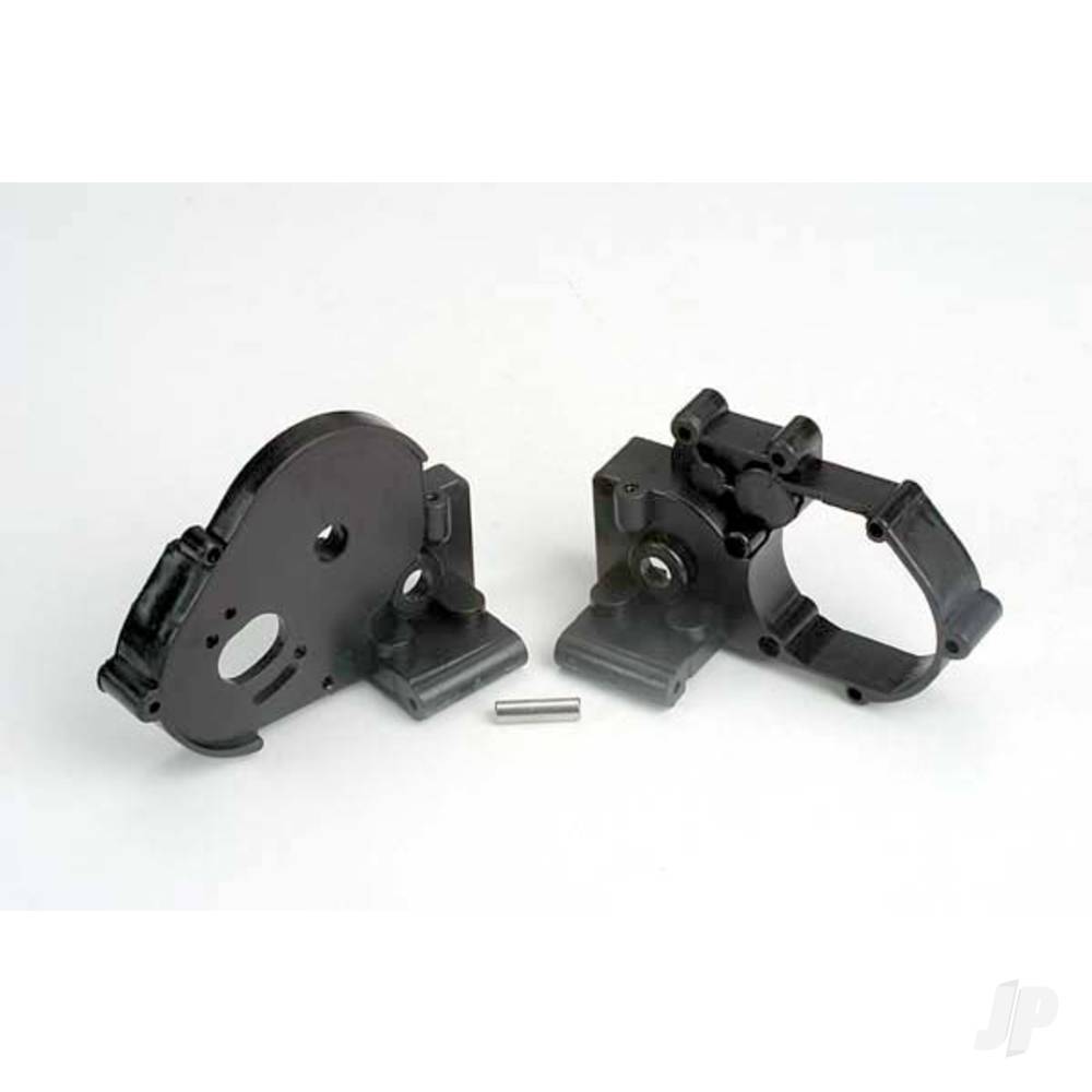 Traxxas Gearbox halves (left & right) (black) with idler gear shaft TRX3691