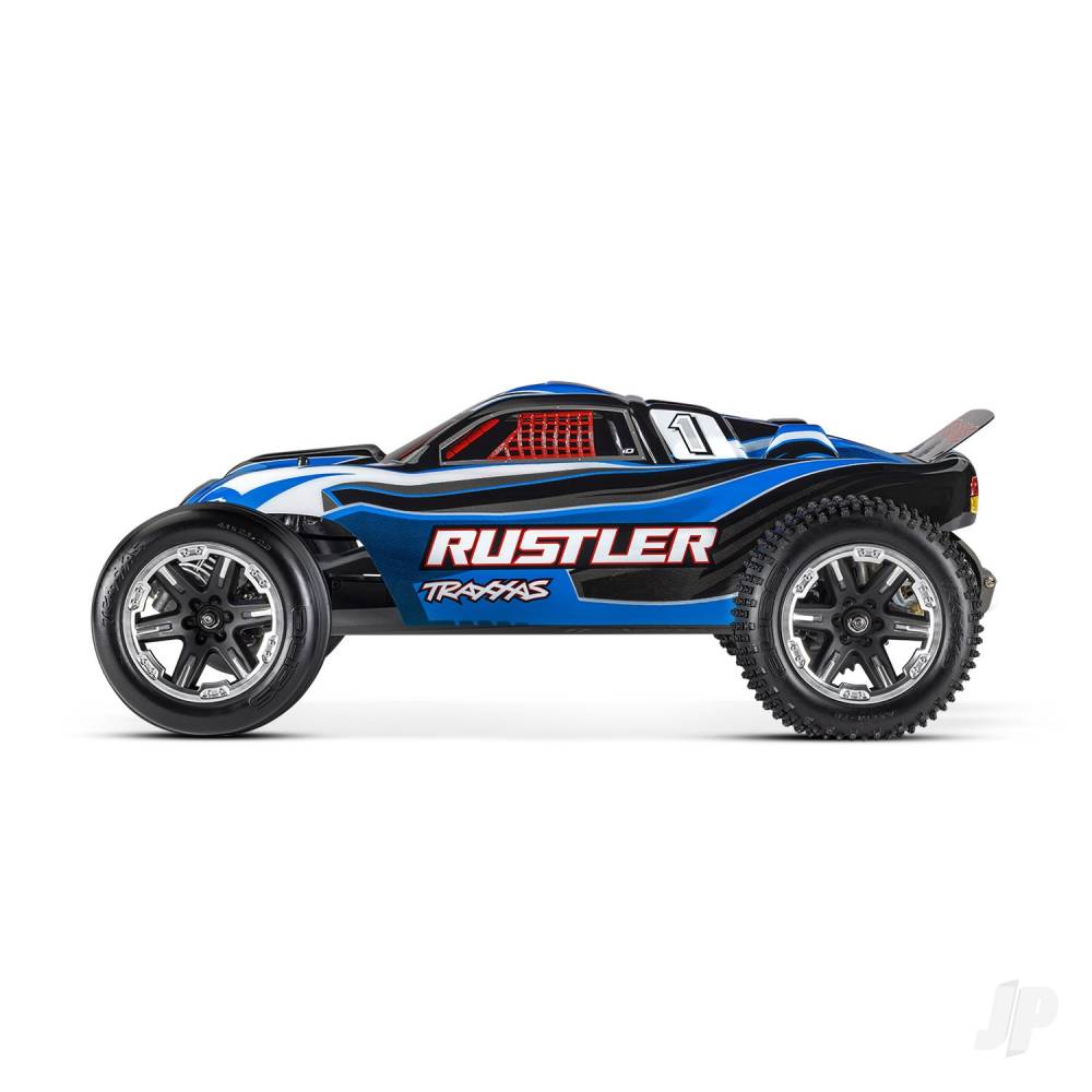 Traxxas Rustler 1:10 2WD RTR Electric Stadium Truck, Blue (+ TQ 2-ch, XL-5 - TRX37054-8-BLUE 2