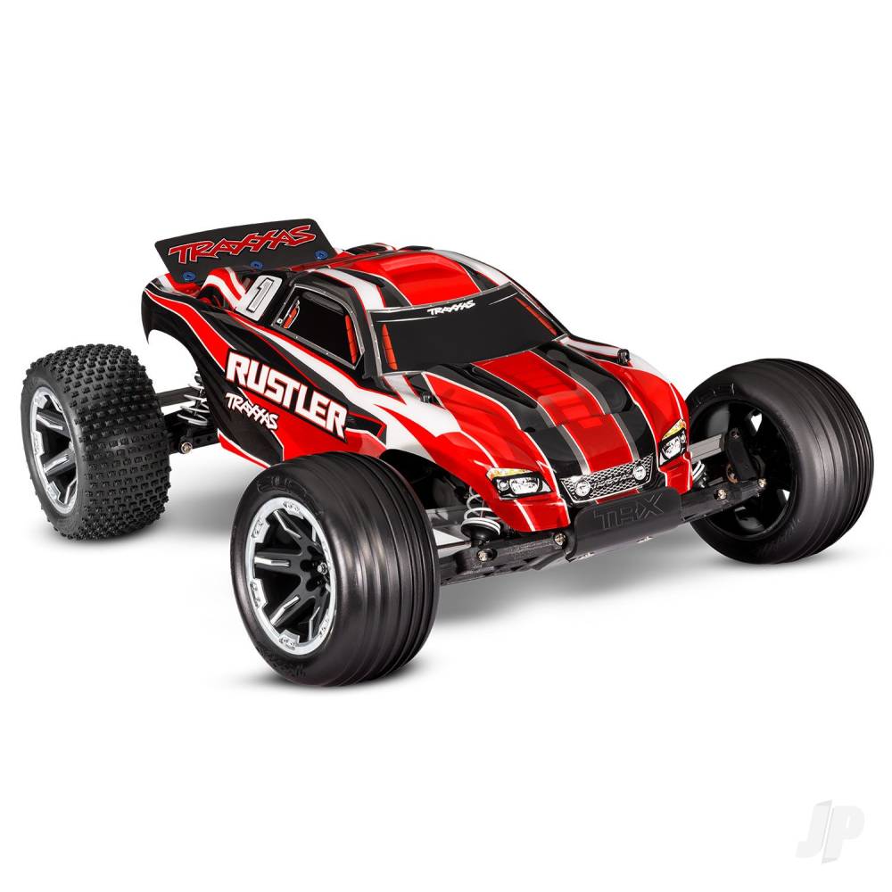 Traxxas Rustler 1:10 2WD RTR Electric Stadium Truck, Red (+ TQ 2-ch, XL-5, - TRX37054-8-RED Main