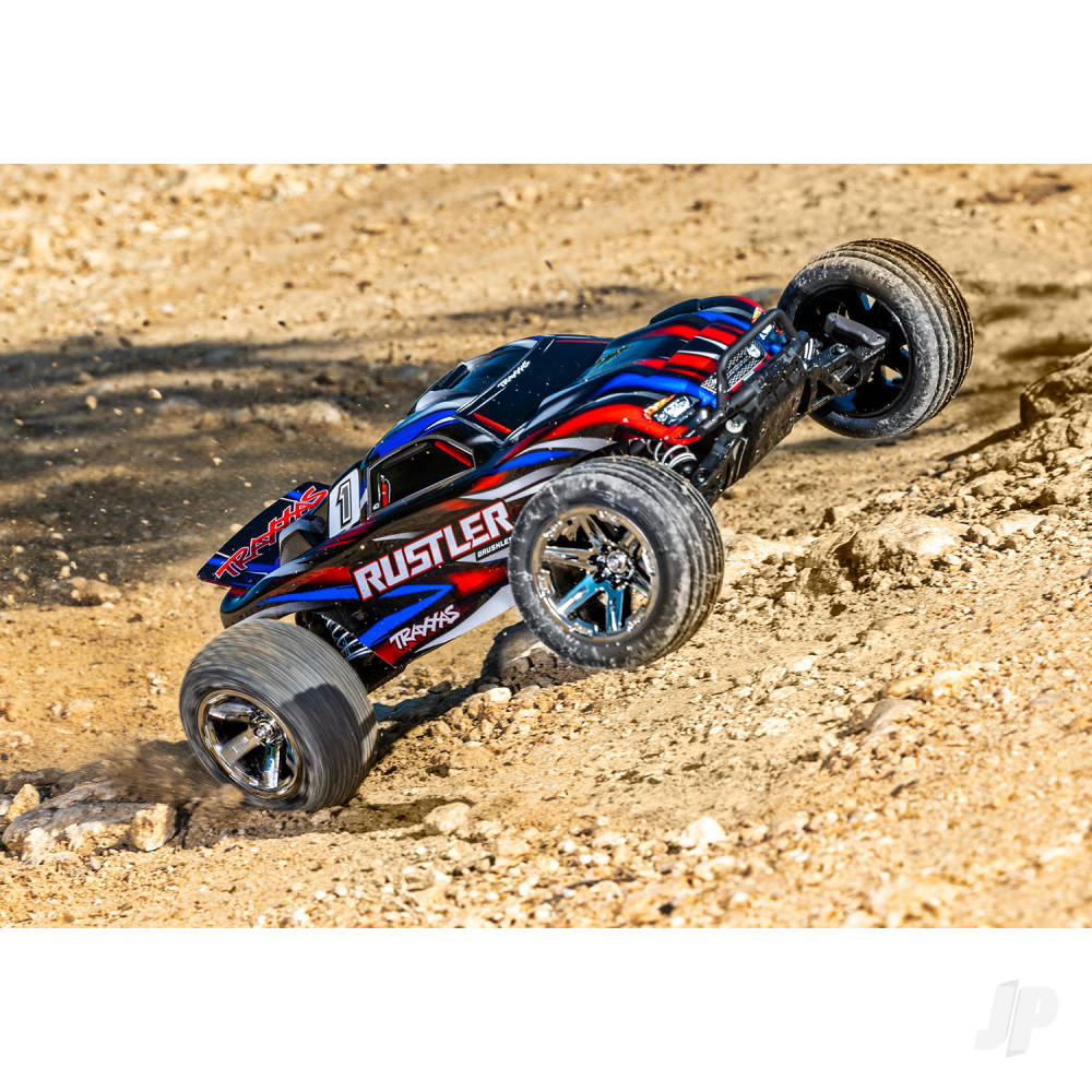 Traxxas Rustler HD BL-2S 1:10 2WD RTR Stadium Truck, Red (TRX37354-4-RED)