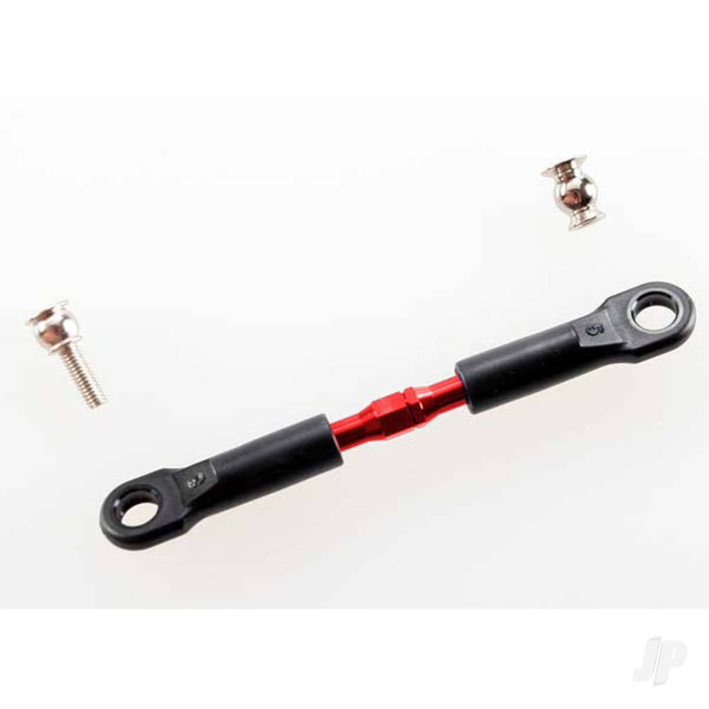 Traxxas Turnbuckle, aluminium (Red-anodised), camber link, Front, 39mm (1pc) (assembled with rod ends) / hollow balls (2 pcs) (See part 3741X for complete camber link Set) TRX3737