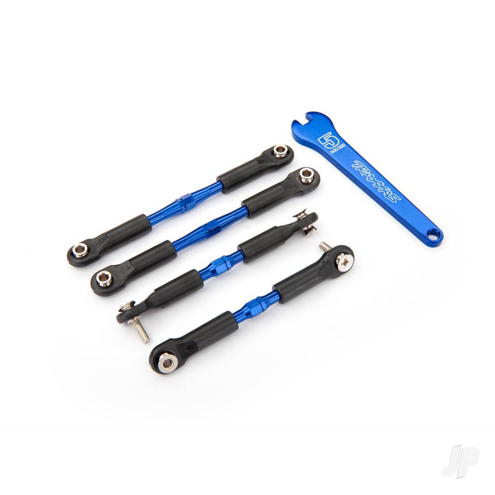 Traxxas Turnbuckles, aluminium (Blue-anodised), camber links, Front, 39mm (2 pcs), Rear, 49mm (2 pcs) (assembled with rod ends &amp; hollow balls) / wrench TRX3741A