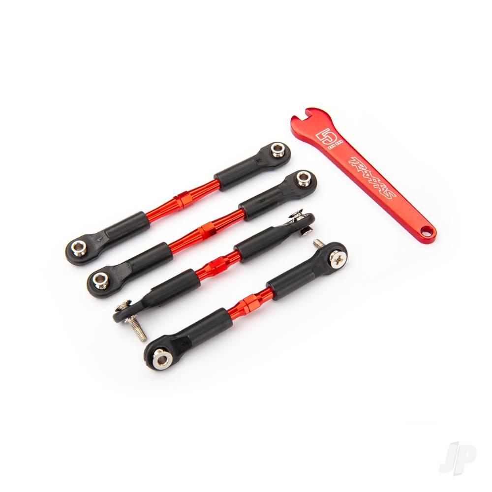 Traxxas Turnbuckles, aluminium (Red-anodised), camber links, Front, 39mm (2 pcs), Rear, 49mm (2 pcs) (assembled with rod ends &amp; hollow balls) / wrench TRX3741X