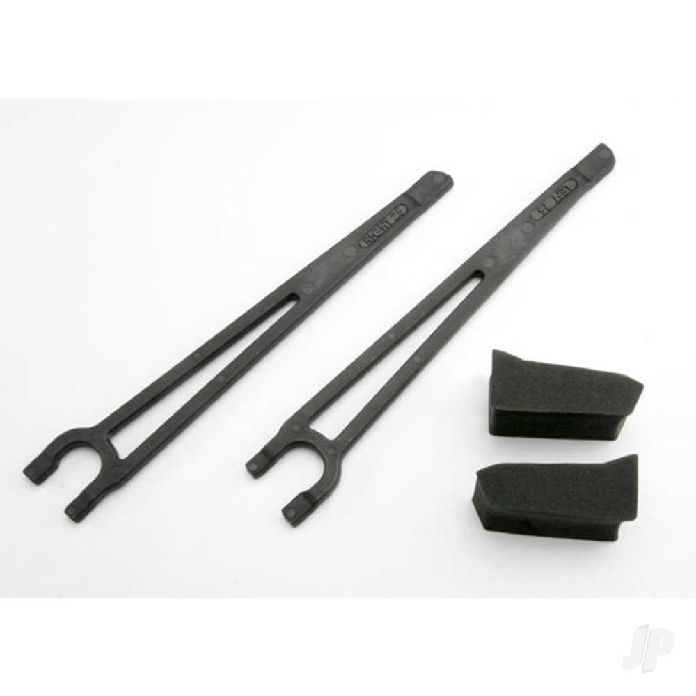 Traxxas Hold downs, battery, left & right (2 pcs) / foam spacers (2 pcs) (fits standard battery packs) TRX3927