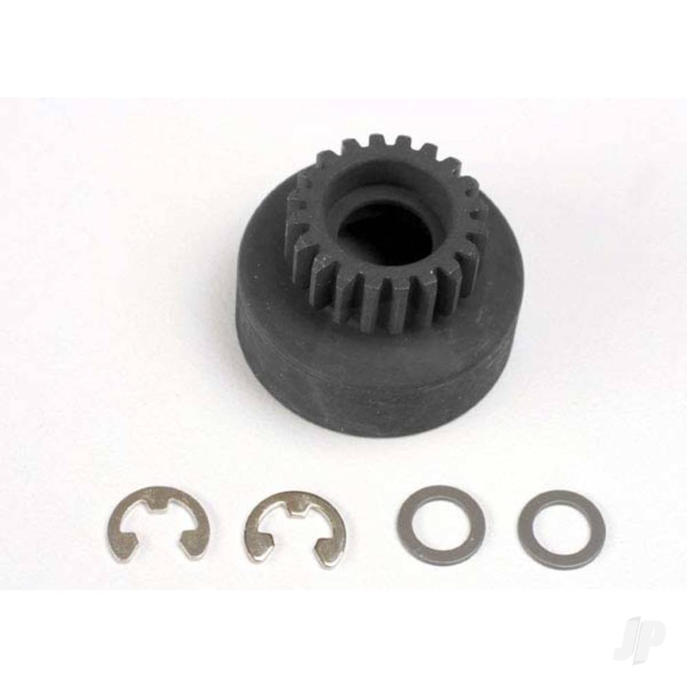 Traxxas Clutch bell, (20-tooth) / 5x8x0.5mm fibre washer (2 pcs) / 5mm E-clip (requires #4611-ball bearings, 5x11x4mm (2 pcs) TRX4120