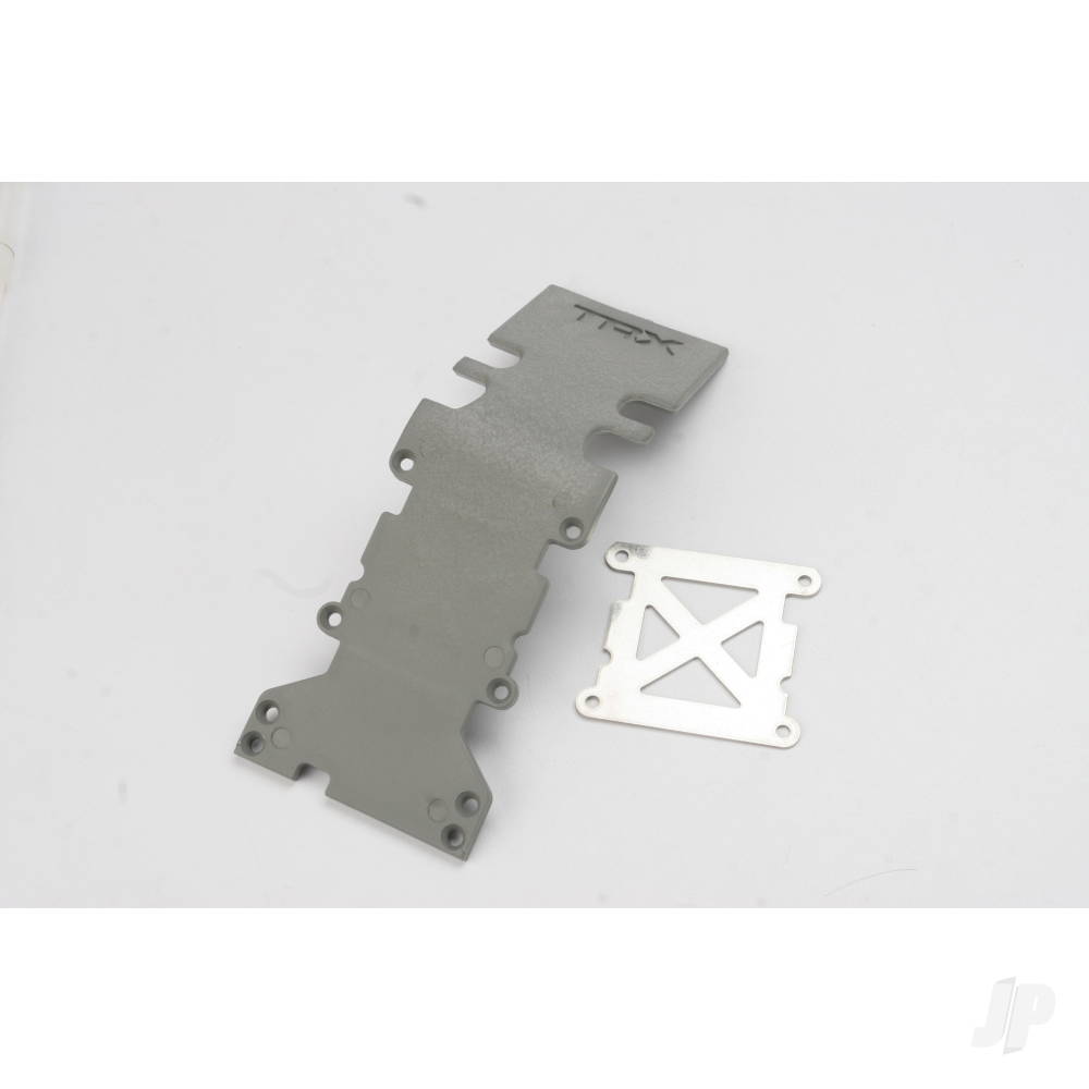 Traxxas Skid plate, Rear plastic (grey) / stainless Steel plate TRX4938A