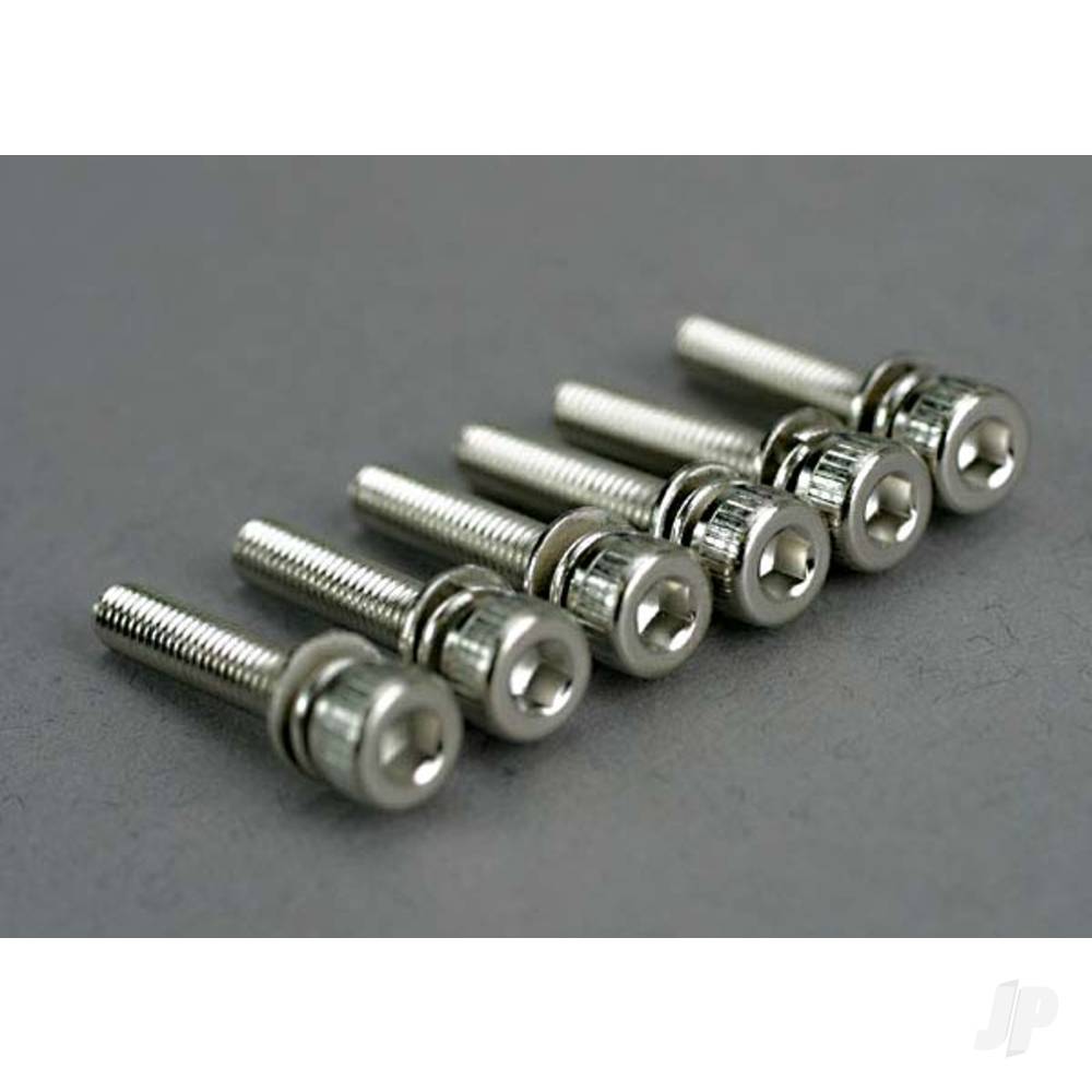 Traxxas Screws, 3x15mm cap-head machine (hex drive) ( with split and flat washers) (6 pcs) TRX5142