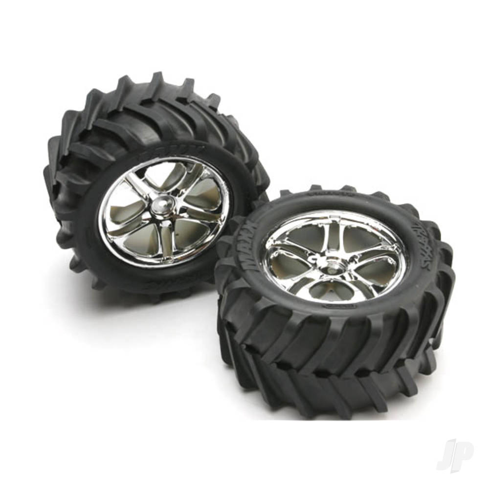 Traxxas Tyres and Wheels, Assembled Glued Maxx Chevron Tyres (2 pcs) TRX5173