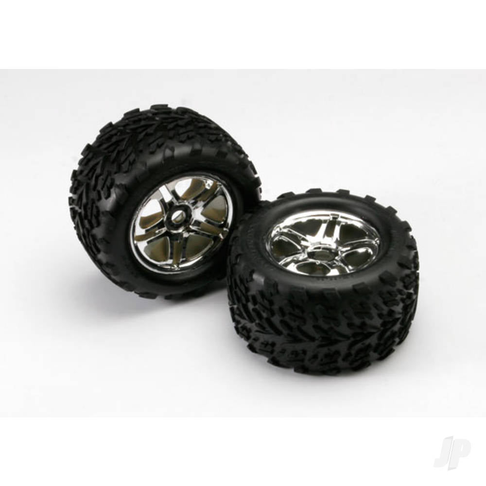 Traxxas Chrome Split-Spoke Tyres and Wheels (Pair) TRX5174R