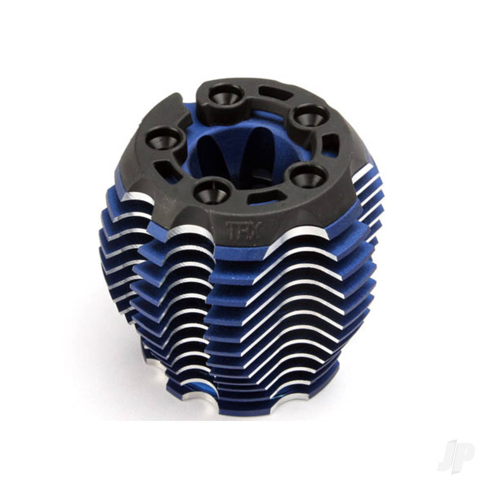 Traxxas Cooling head, PowerTune (machined aluminium, Blue-anodised) (TRX 3.3), head protector (1pc), 3x6mm CCS (5 pcs) TRX5238R