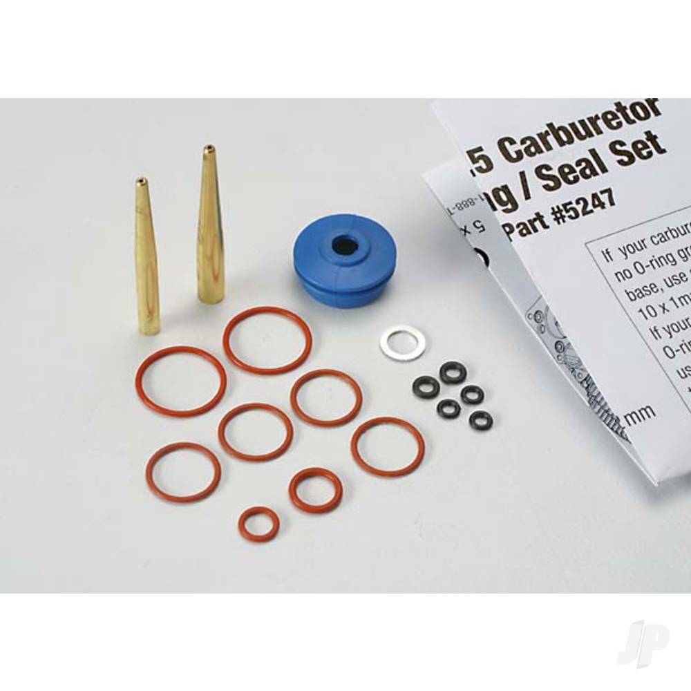 Traxxas O-ring and seal Set, carburetor / O-rings: 2x1mm (3 pcs), 10x1mm (4 pcs), 2.5x1.15mm (2 pcs), 6.2x1.2mm (1pc) / 5x.9mm O-ring installation tool / 5.3x7.8x.6mm crush washer (2 pcs) / carburetor dust boot (1pc) (TRX2.5, 2.5R) TRX5247