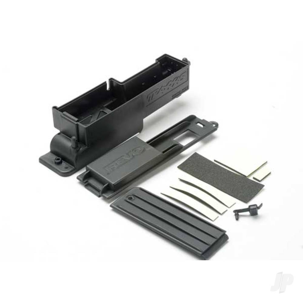 Traxxas Electronics box, right / box cover / charge jack plug (rubber) / foam padding and adhesive TRX5324