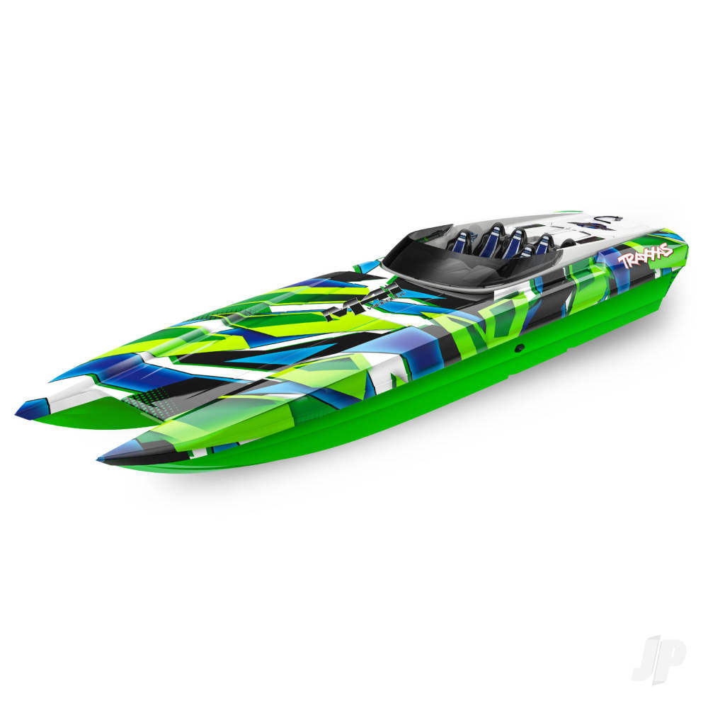 Traxxas DCB M41 Widebody 1:10 40in Brushless Electric Catamaran Race Boat, Green (+ TQi 2-ch, TSM, VXL-6s Marine, Velineon 540XL) TRX57046-4-GRNR