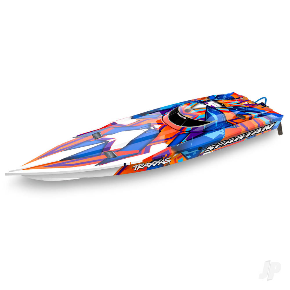 Traxxas Spartan VXL 1:10 36in Electric Brushless Race Boat, Orange (+ TQi 2-ch, TSM, VXL-6s marine, Velineon 540XL) TRX57076-4-ORNGR