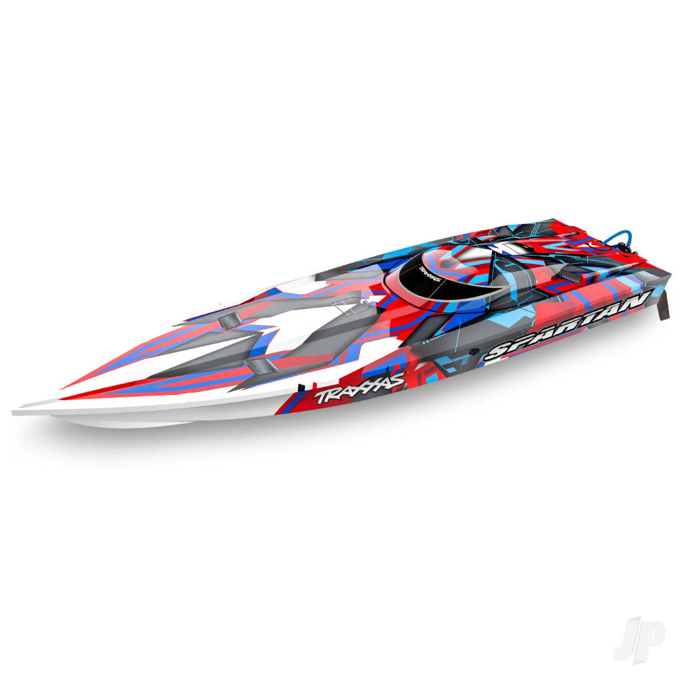 Traxxas Spartan VXL 1:10 36in Electric Brushless Race Boat, Red (+ TQi 2-ch, TSM, VXL-6s marine, Velineon 540XL) TRX57076-4-REDR