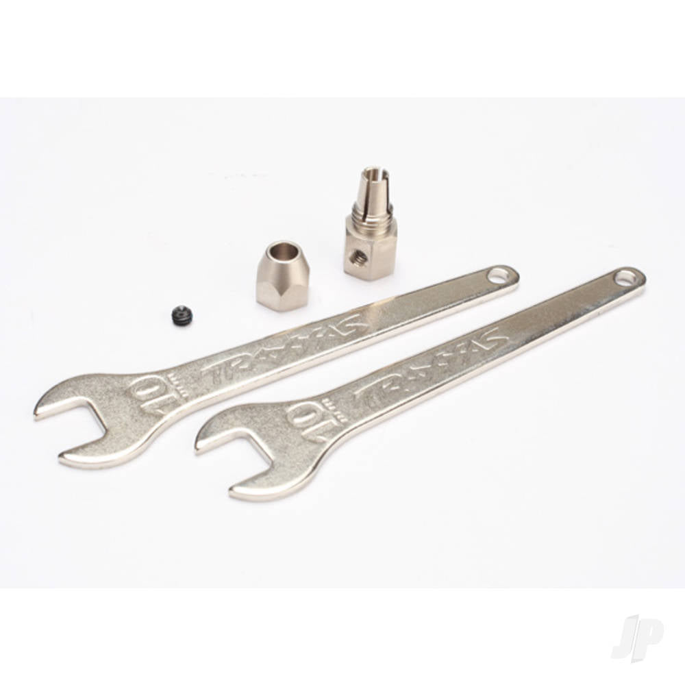 Traxxas Motor coupler, collet style / GS 4x3 SS ( with threadlock) (1pc) / wrench, 10mm (2 pcs) TRX5761