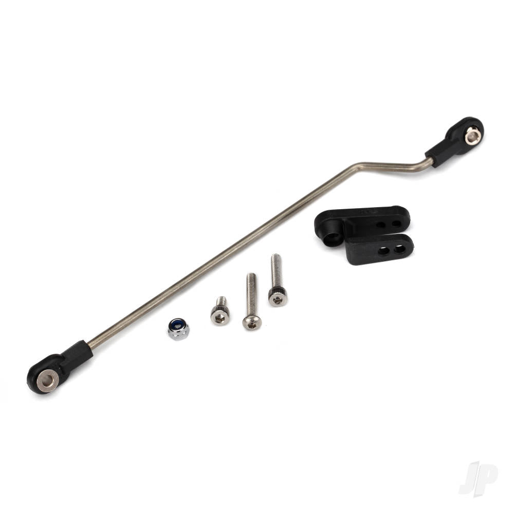 Traxxas Rudder pushrod, assembled / servo horn / 3x18mm BCS (stainless) (1pc) / 3x15mm CS (stainless) (1pc) / 3x6mm CS (stainless) (1pc) / NL 3.0 (1pc) TRX5781