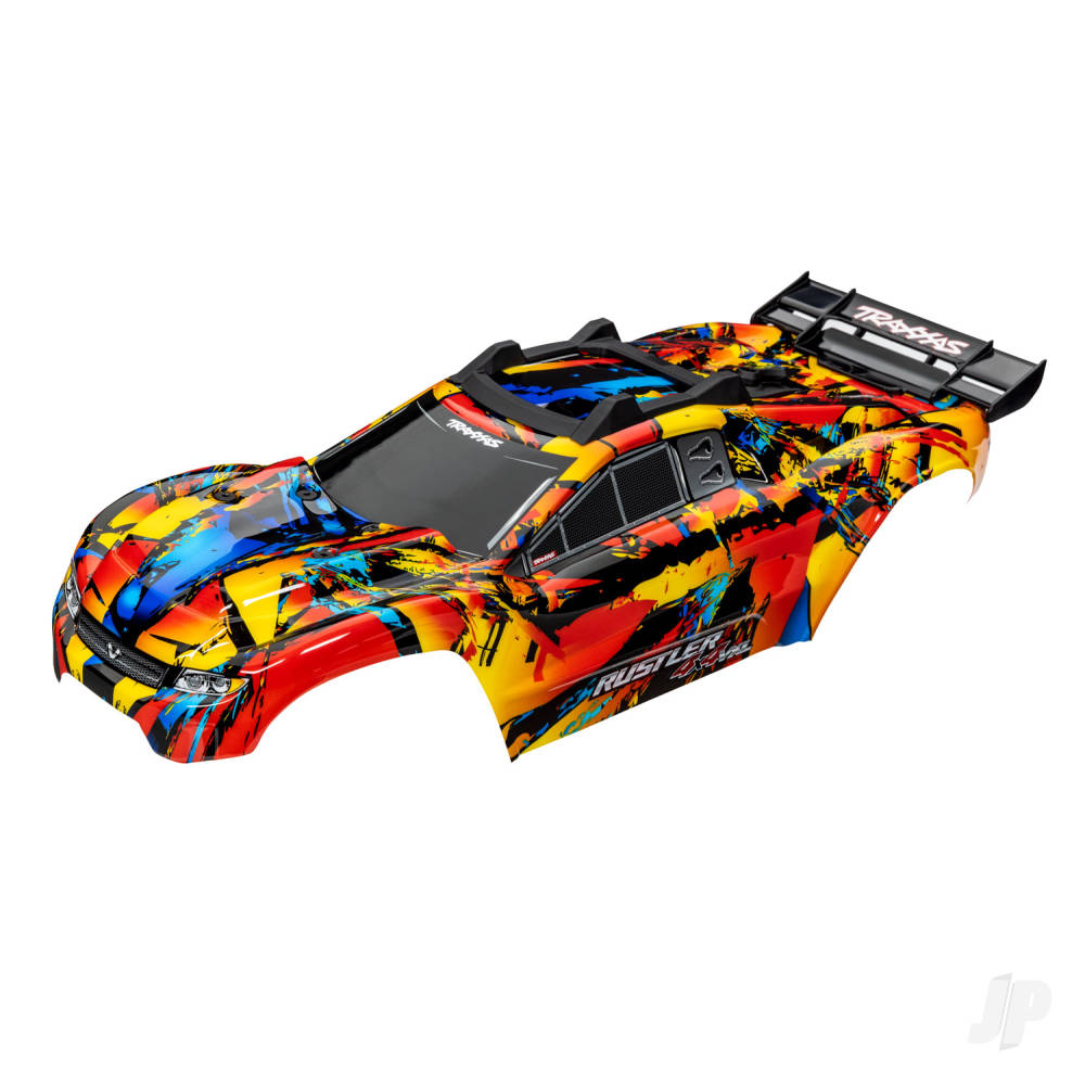 Traxxas Body, Rustler 4x4 VXL, Solar Flare (painted, decals applied) (assembled with front & rear body mounts and rear body support for clipless mounting) TRX6718R