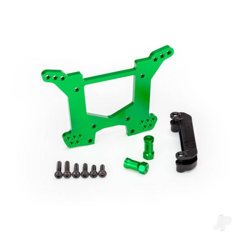 Traxxas Shock tower, Rear, 7075-T6 aluminium (Green-anodised) (1pc) / Body mount bracket (1pc) TRX6738G