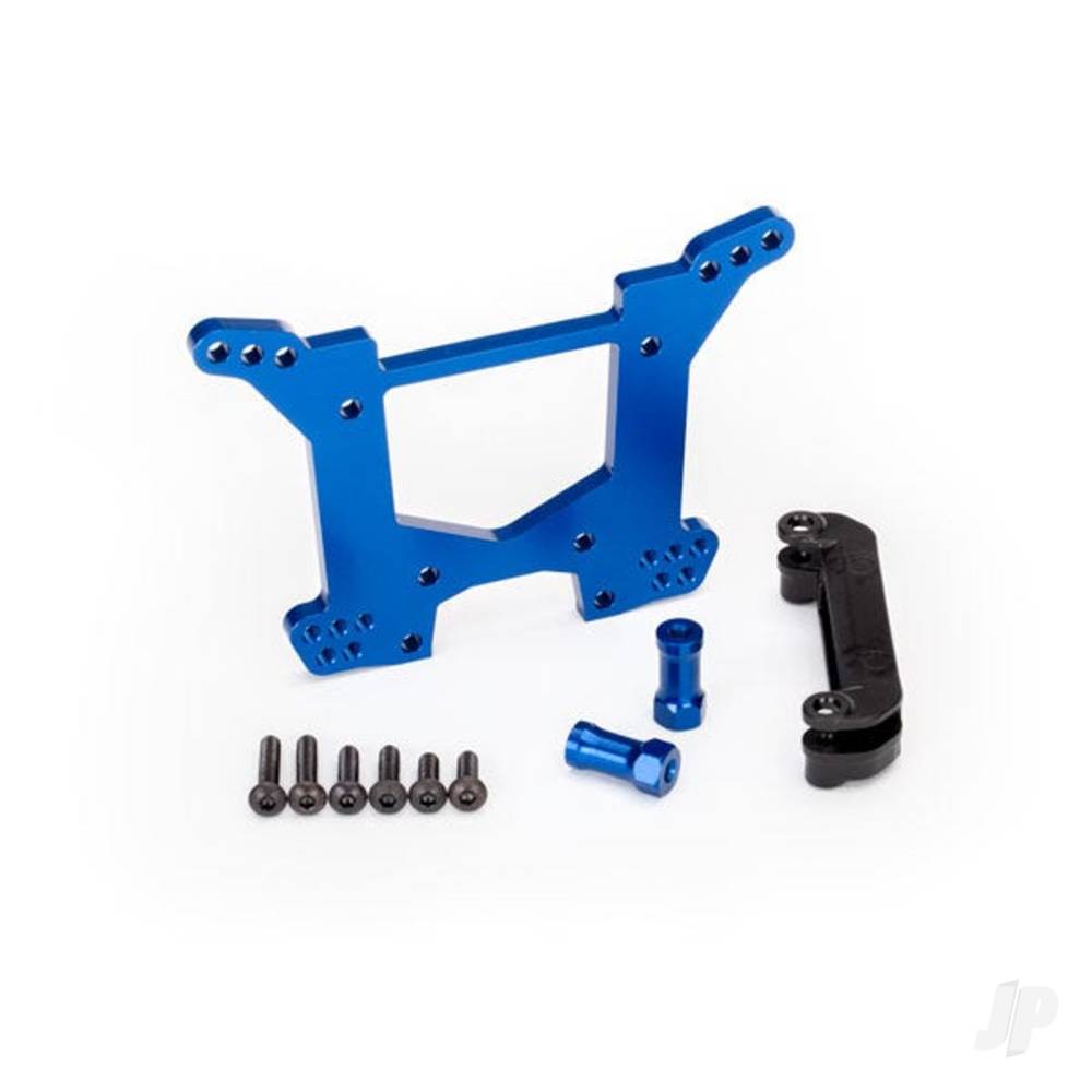 Traxxas Shock tower, Rear, 7075-T6 aluminium (Blue-anodised) (1pc) / Body mount bracket (1pc) TRX6738X