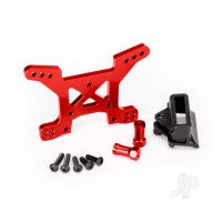 Traxxas Shock tower, Front, 7075-T6 aluminium (Red-anodised) (1pc) / Body mount bracket (1pc) TRX6739R