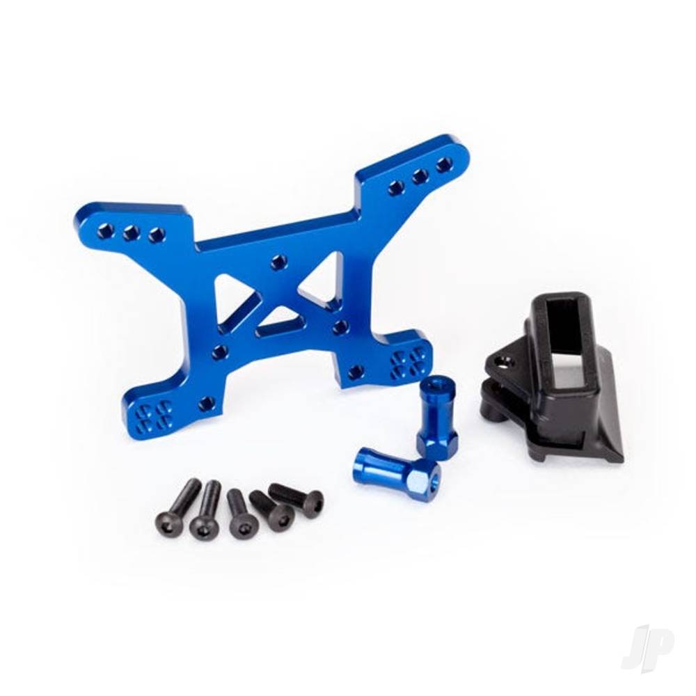 Traxxas Shock tower, Front, 7075-T6 aluminium (Blue-anodised) (1pc) / Body mount bracket (1pc) TRX6739X