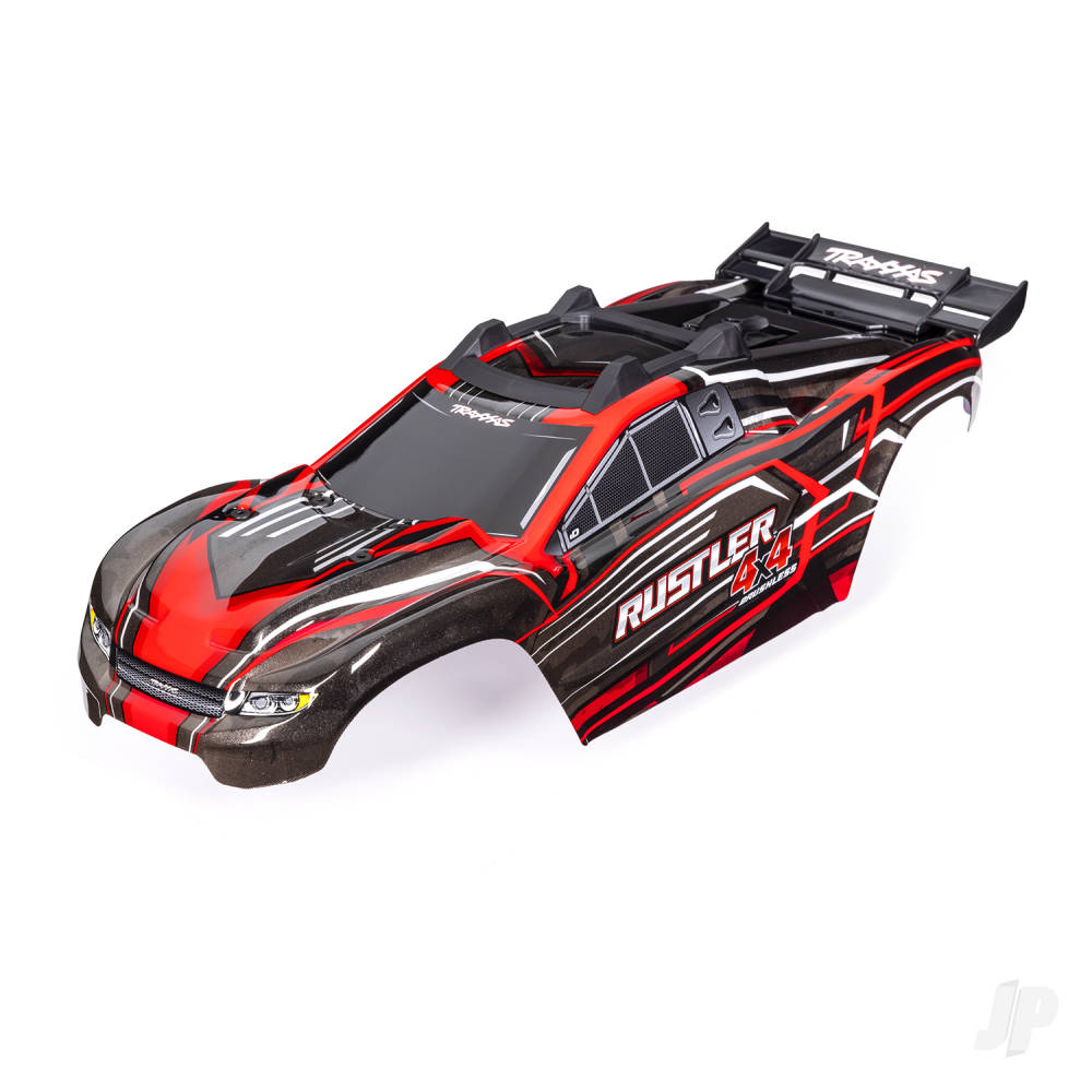 Traxxas Body, Rustler 4X4, red (painted, decals applied) (assembled with front & rear body mounts and rear body support for clipless mounting) TRX6740-RED