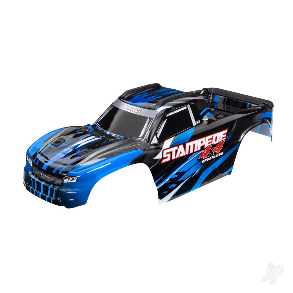 Traxxas Body, Stampede 4X4 Brushless, blue (painted, decals applied) (assembled with front & rear body mounts and rear body support for clipless mounting) TRX6762-BLUE